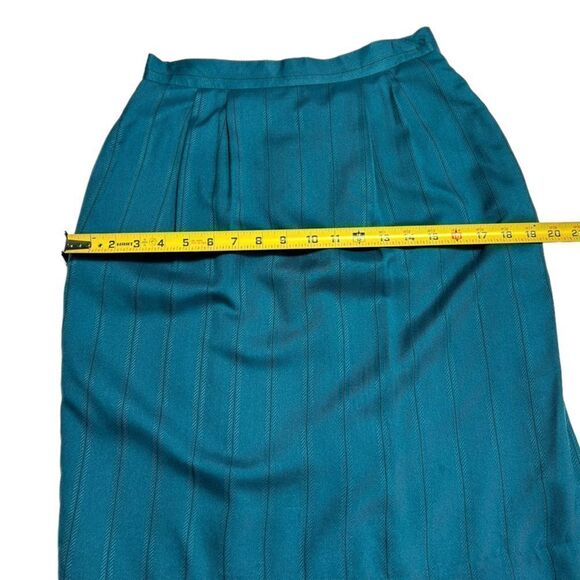 Vintage Robinsons Blue Skirt Set Skirt Suit Matching Blazer One Button Shoulder - Picture 11 of 16